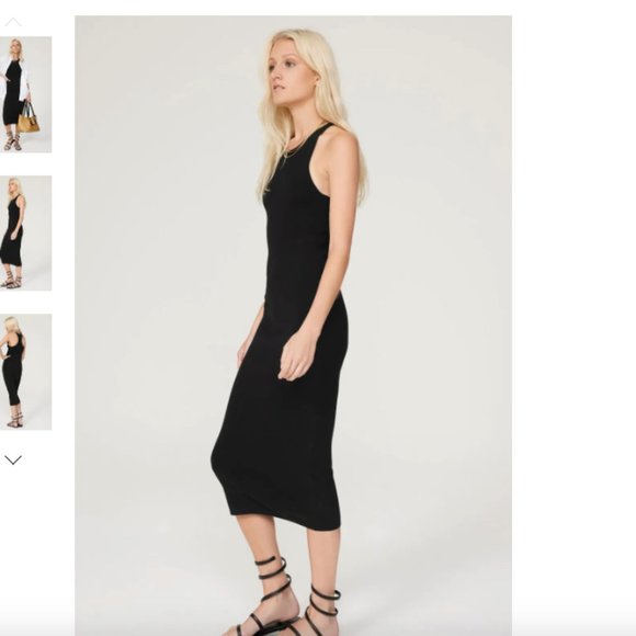 BLACK Ribbed Midi Dress in w Racerback - Picture 3 of 6